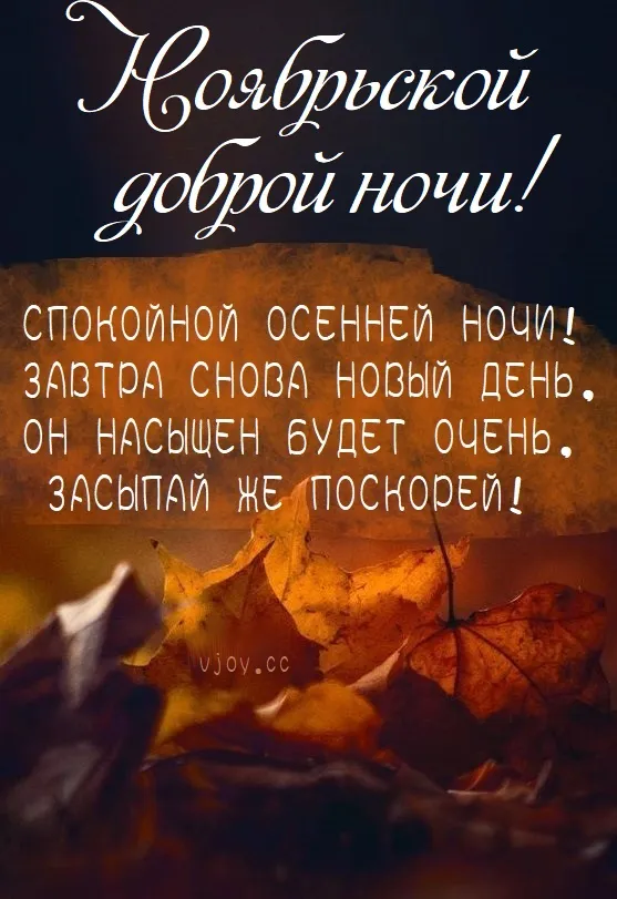 Красивые открытки "Спокойной ноябрьской ночи". Красивые картинки с пожеланием спокойной ноябрьской ночи