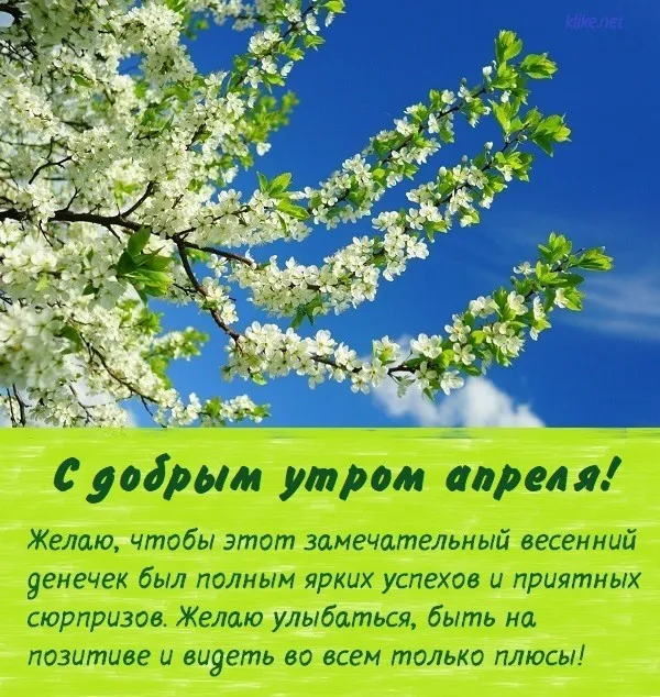 Картинки с Добрым утром апреля (155 открыток). Красивые картинки с надписью "Доброе утро апреля"