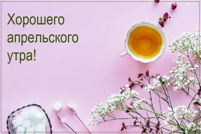 Картинки с Добрым утром апреля (155 открыток). Красивые картинки с надписью "Доброе утро апреля"