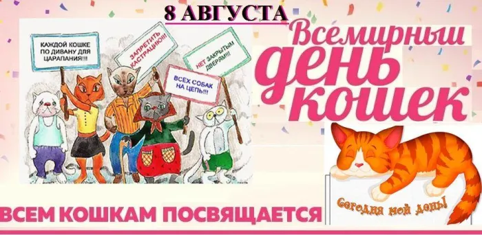 Картинки со Всемирным днем кошек (50 открыток). Красивые картинки со Всемирным днем кошек