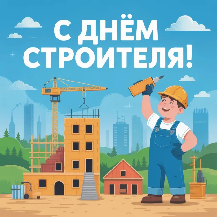 Картинки с Днем строителя (110 открыток)