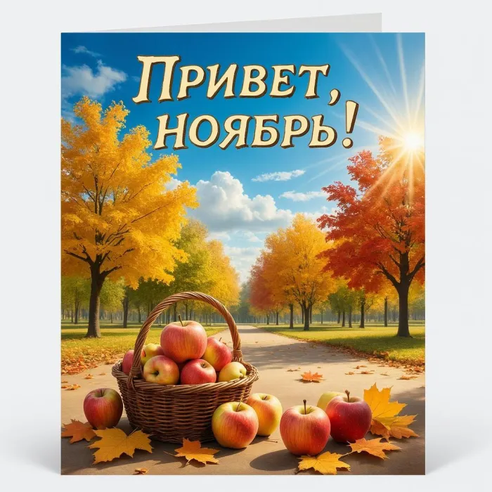 Картинки с первым днем ноября (100 открыток). Открытки с надписью: Привет, ноябрь!