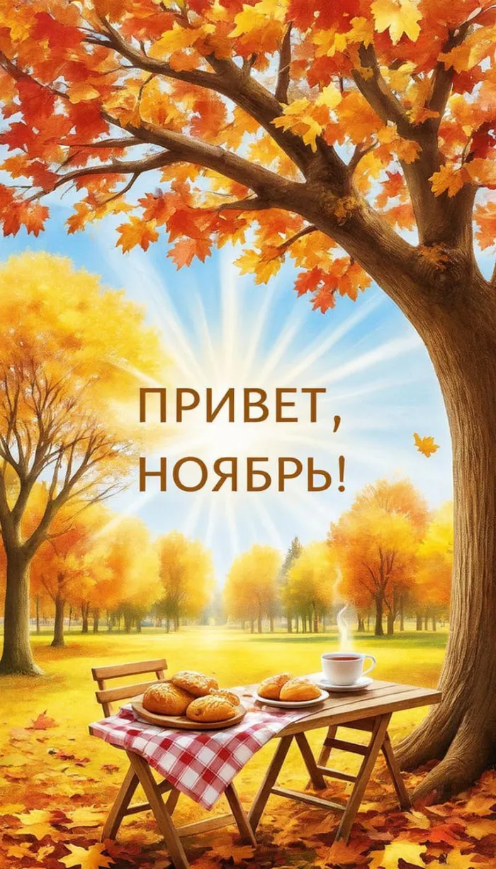 Картинки с первым днем ноября (100 открыток). Открытки с надписью: Привет, ноябрь!