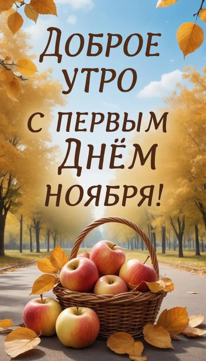Картинки с первым днем ноября (100 открыток). Картинки с надписью: Доброе утро, с первым днем ноября