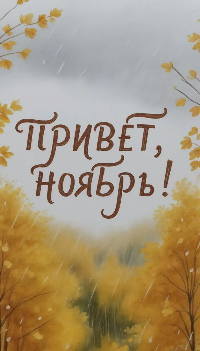 Картинки с первым днем ноября (100 открыток). Открытки с надписью: Привет, ноябрь!