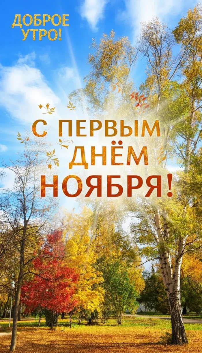 Картинки с первым днем ноября (100 открыток). Картинки с надписью: Доброе утро, с первым днем ноября