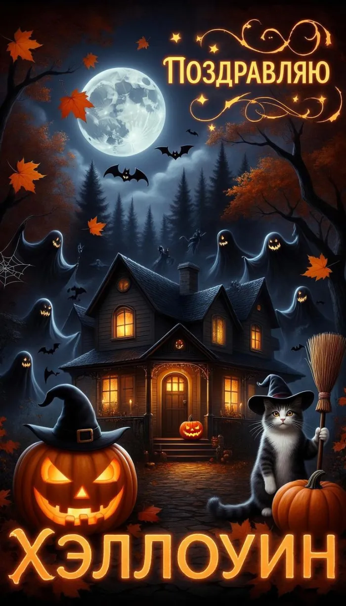 Открытки с Хэллоуином (230 картинок с поздравлениями). Новые открытки с Хэллоуином