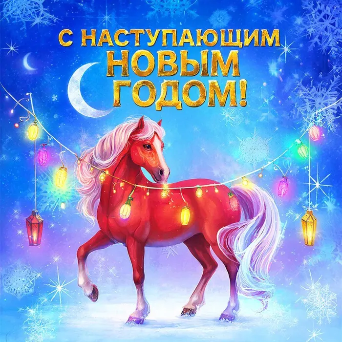 Картинки и открытки с наступающим Новым годом 2026. Новые открытки с наступающим Новым годом Лошади