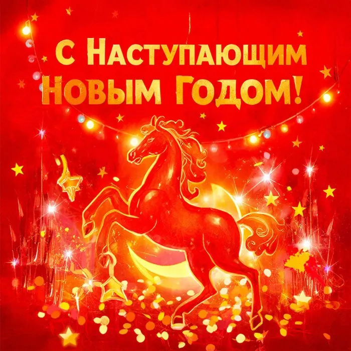 Картинки и открытки с наступающим Новым годом 2026. Новые открытки с наступающим Новым годом Лошади